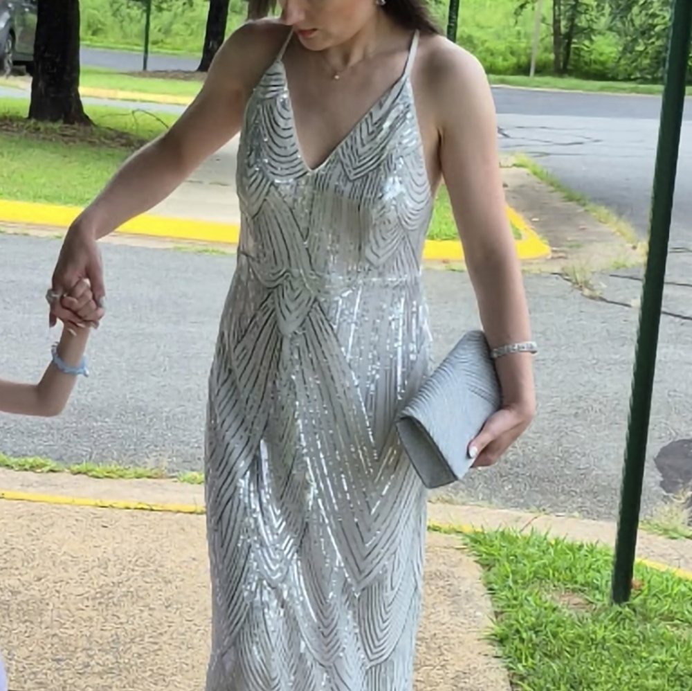 Elegant White Sequin Dress Formal